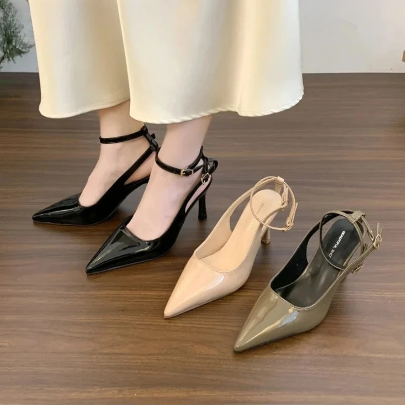 

Летние женские босоножки с острым носком, модные туфли с ремешком на щиколотке, вечерние туфли для банкетов, стриптиза, на высоком каблуке, гладиаторские сандалии