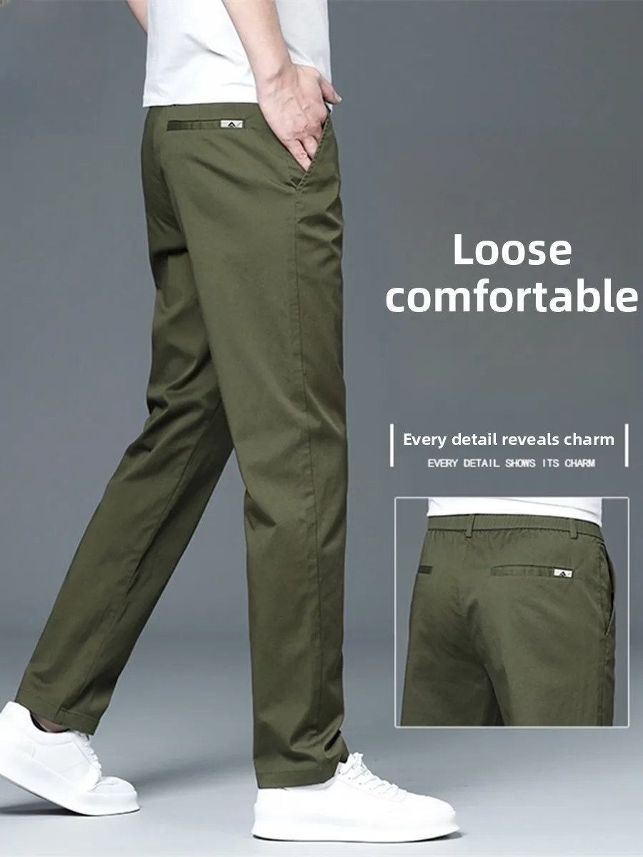 

Men's Casual Pants Spring Summer New Sle Slim Fit Thin Leg Straight Tube Long Pants Youth Faion Cotton Blend