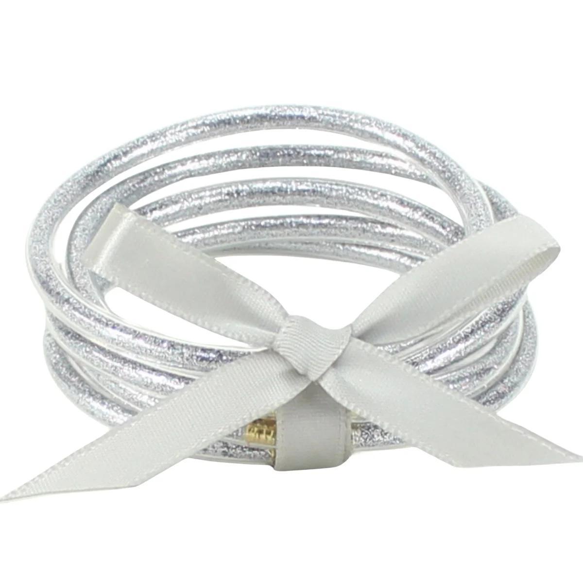 مجموعة أساور جيلي لامعة مكونة من 5 قطع من سوار السيليكون المملوء مع فيونكة، مناسبة للنساء، أفضل هدية #1