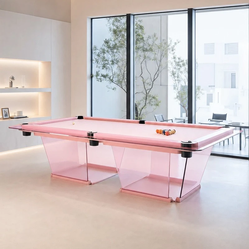 Tempered Glass Pool Table, 8ft Acrylic Billiard Table, Clear Transparent Surface, Home Standard Size, Durable and Stylish Design