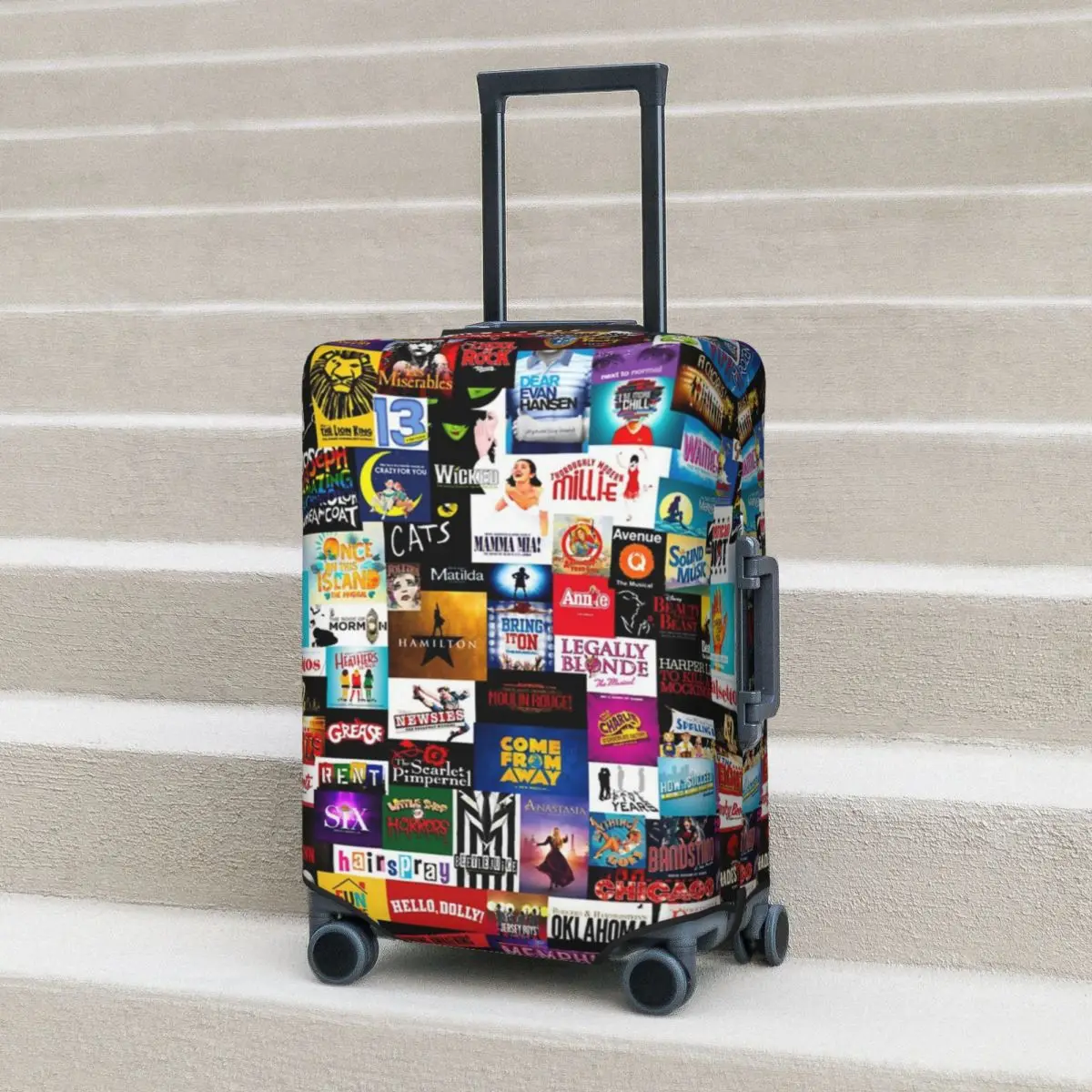 Music Show Logo Suitcase Cover Doodle Fun Cruise Trip Protection Luggage Case Vacation