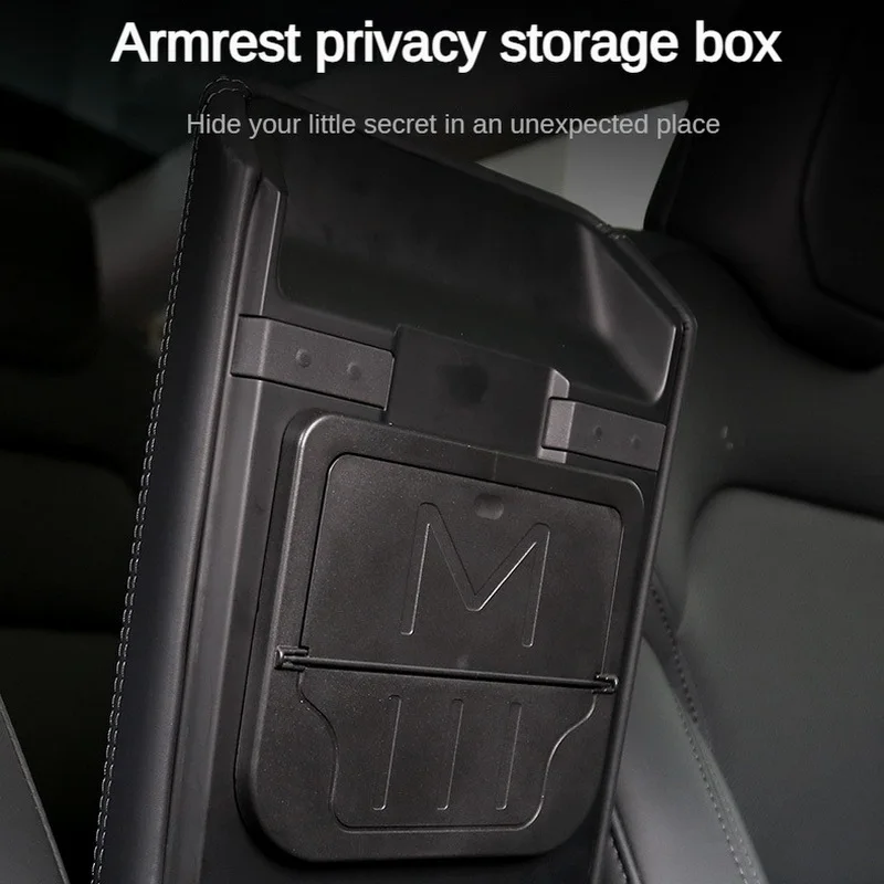 For New Tesla Model 3+ Highland 2024 Hidden Storage Box Press Armrest Box Stowing Tidying Privacy Storage Interior Accessories