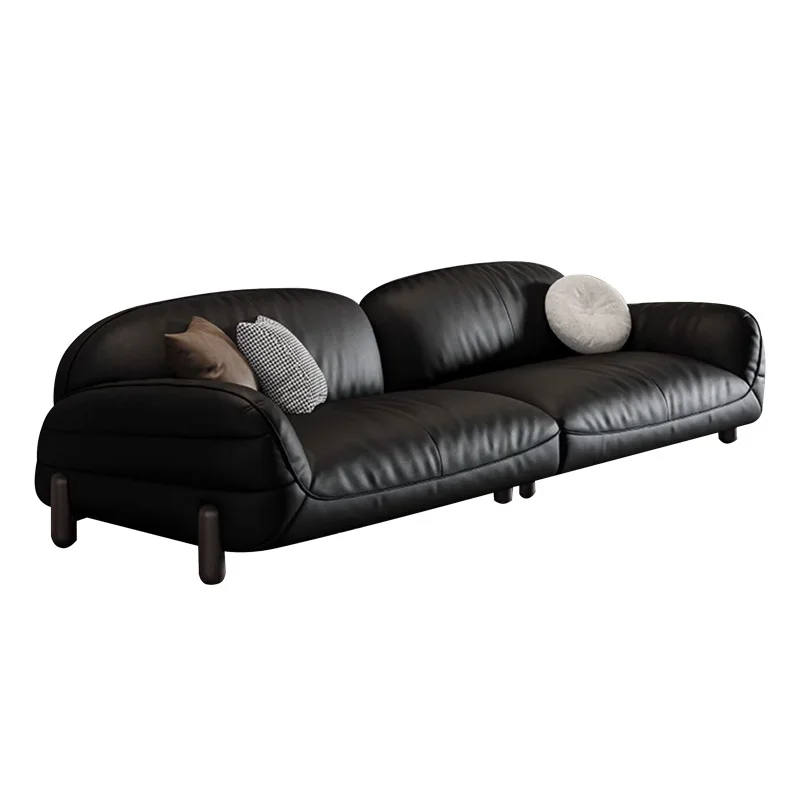 Office sofa, simple leisure area, reception, negotiation VIP room, first layer of cowhide, modern three-person