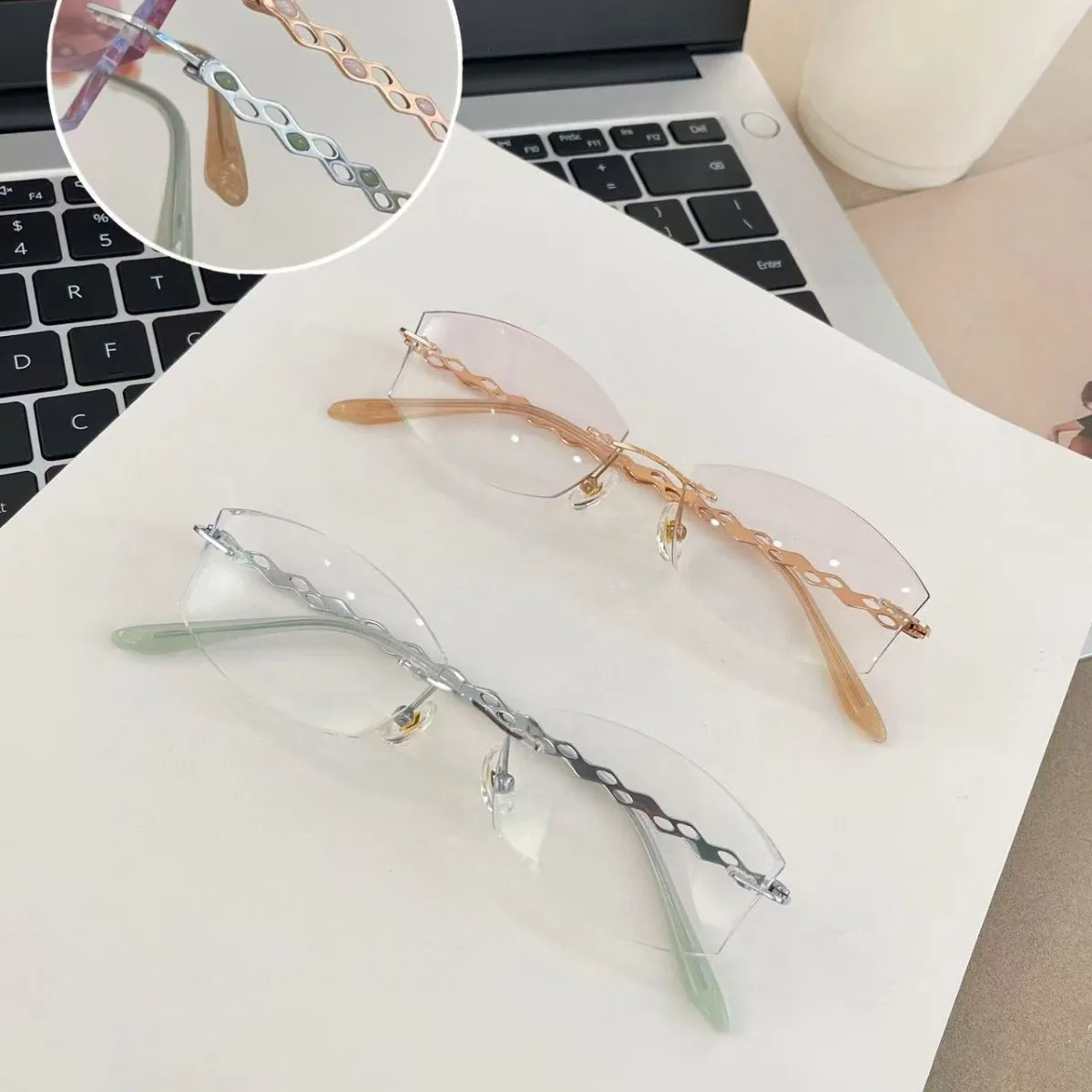 Reading Glasses Anti Blue Light Unisex Titanium Rimless Ultra Light Comfortable Flexible Classic Elegant Eyeglasses