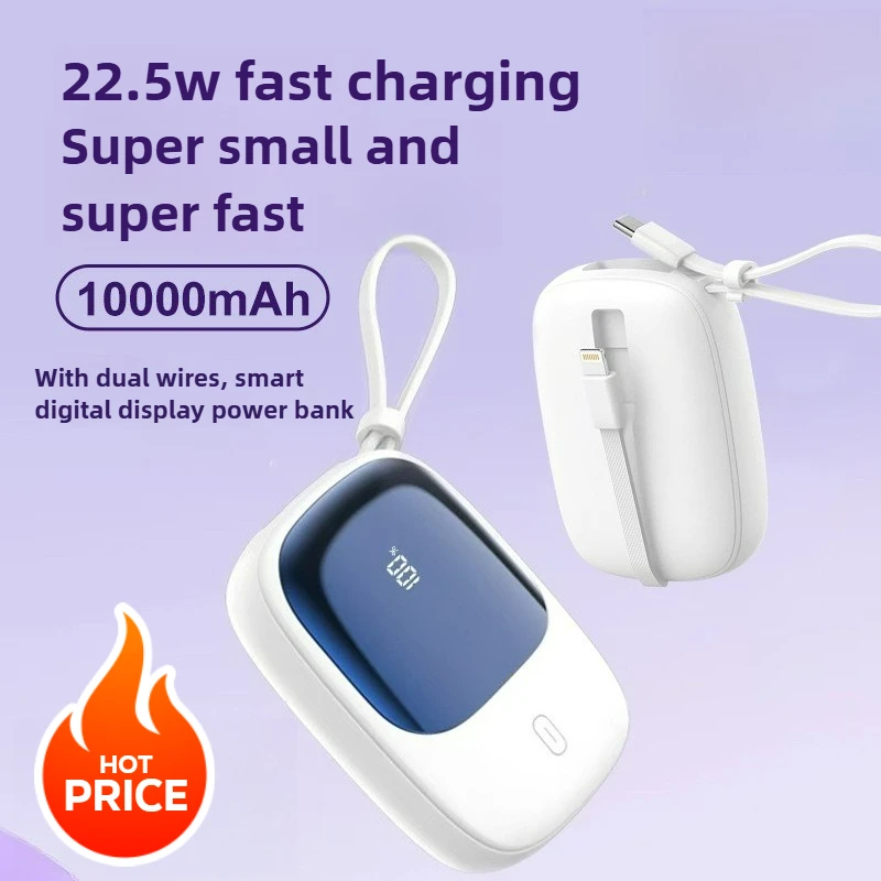 

10000mAh 22.5W Su per Fast Charging Power Bank with Cable 3C Certified Mini Portable