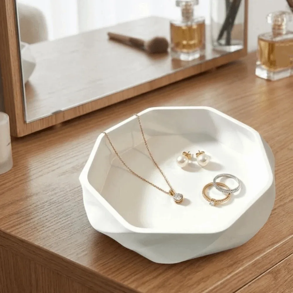 Multi-functional 3D Printed Smooth Swirl Storage Tray Simple Matte Jewelry Dish Plastic Small Item Holder Vanity Table