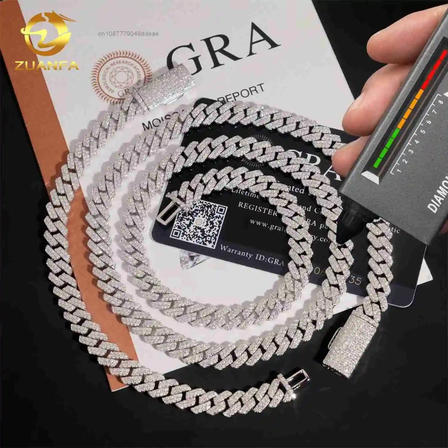 to Ready Ship Classic 8mm Cuban Link Chain Moissanite Hip Hop Jewelry 925 Silver Iced Out Cuban Link Necklace Pass Diamond Ch