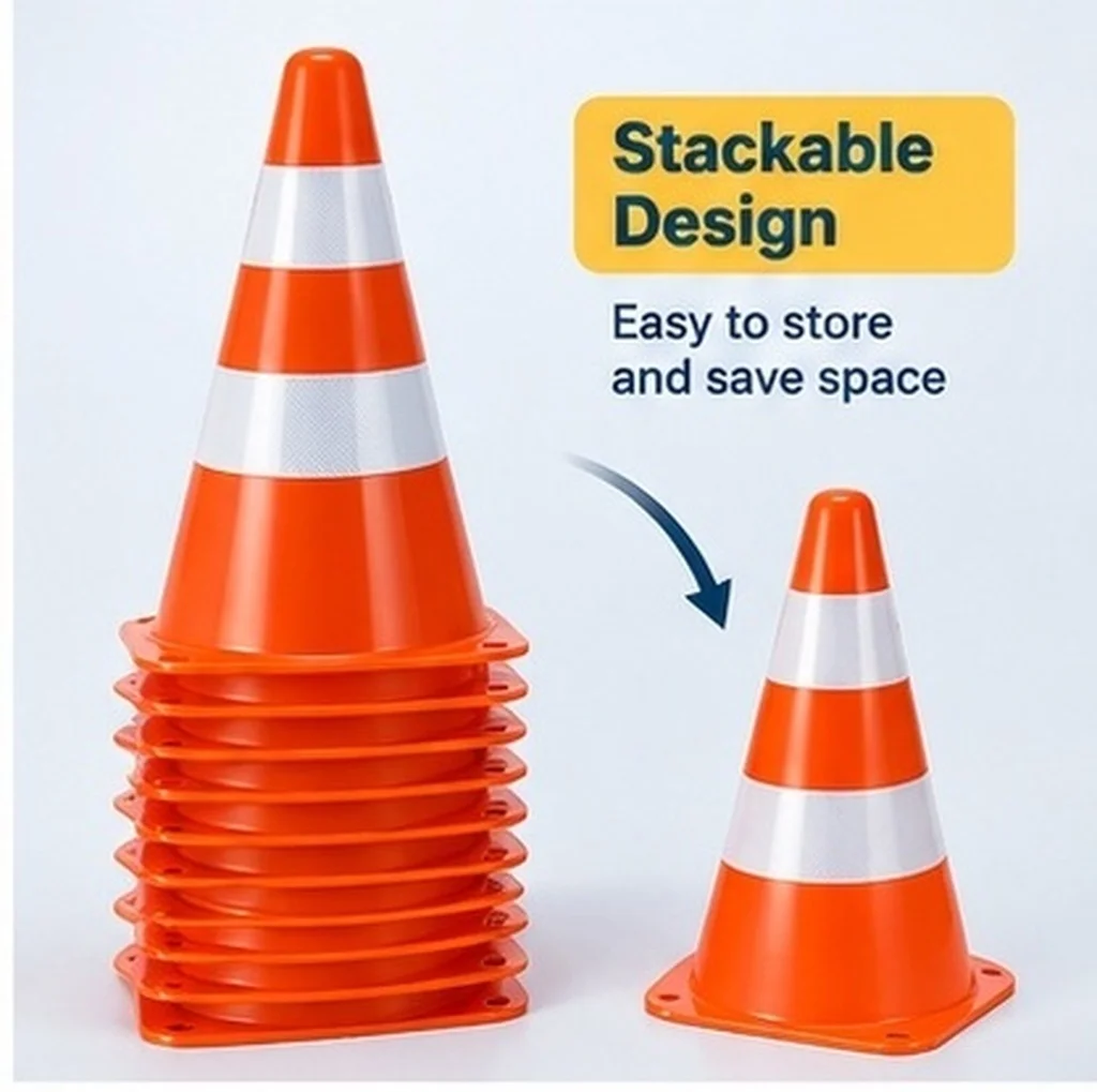 6Pcs Traffic Cones Bright Color Reflective Plastic Safety Warning Road Construction Parking Barrier Plastic Cones