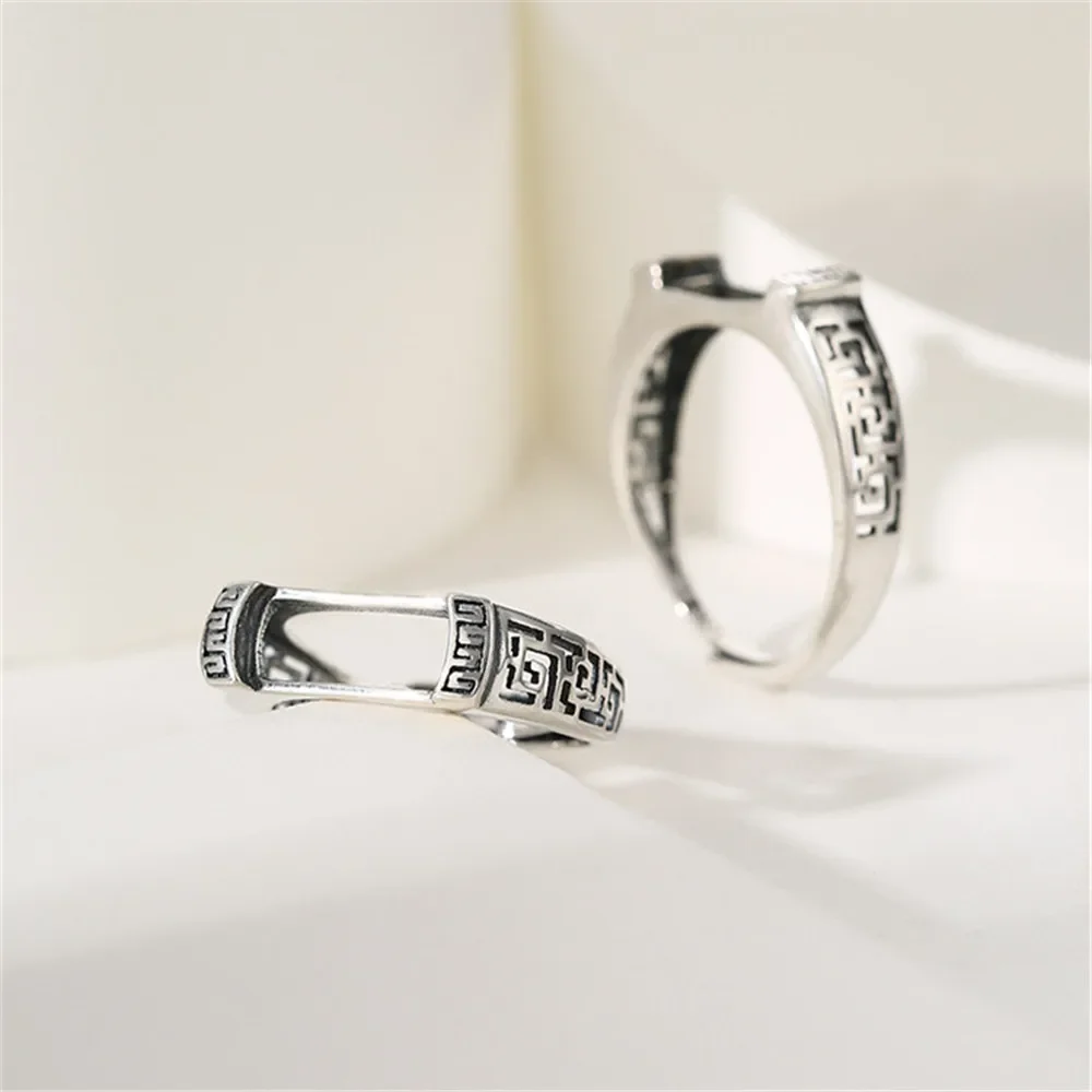 Ring Blank for 5x12mm/6x13mm/7x15mm/8x17mm Saddle Cabochons Thai Sterling Silver Adjustable Band Ring Setting RB015S