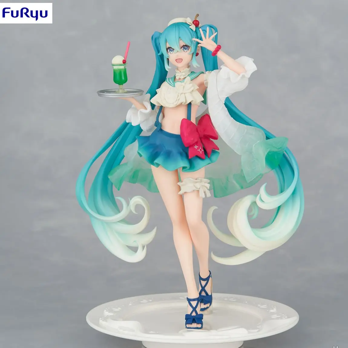 jui-収集可能な置物オリジナルのpvcフィギュア創造的な呼び出し初音三徳メロンソーダフロートモデル在庫あり