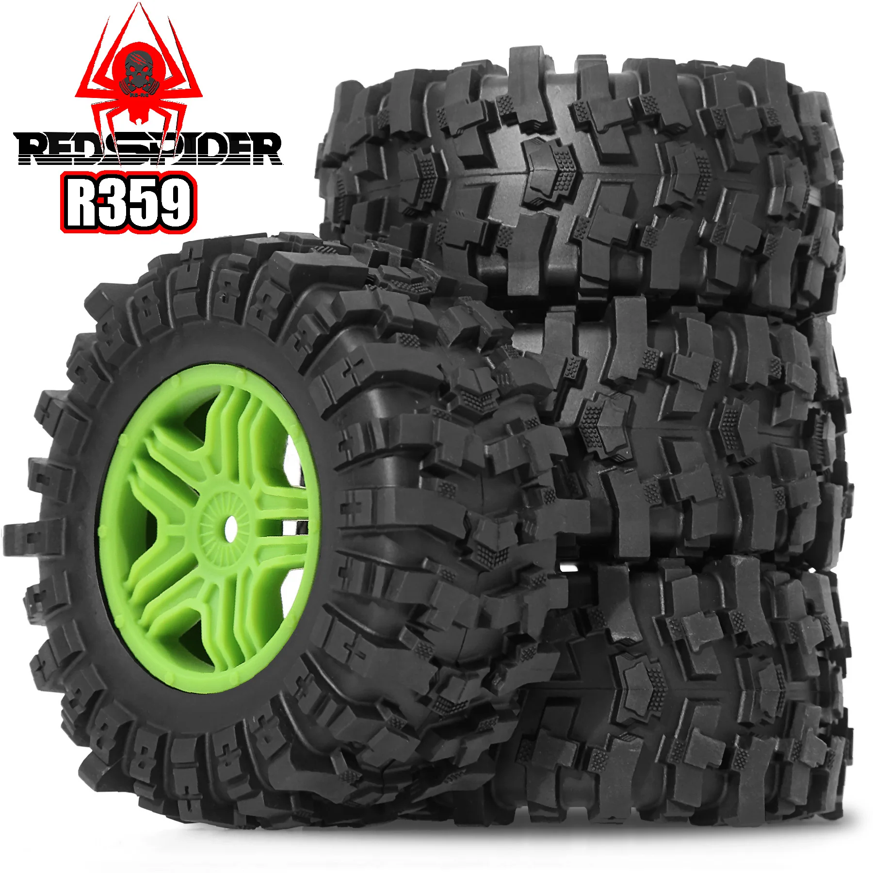 1/10 12mm Hex RC Wheels and Tires 4pcs OD 4.45''for 1/10 RC Off-Road Car Traxxas TRX4 Slash Arrma Losi Tenacity Vkar 10sc Hpi