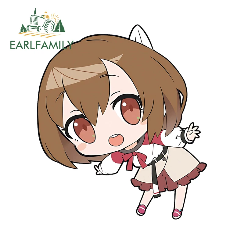 EARLFAMILY 13cm x 11.3cm Mahiru Kozuki Chibi Car Stickers Jellyfish Anime Girl Kawaii Amusing Decal Windshield Waterproof Decor
