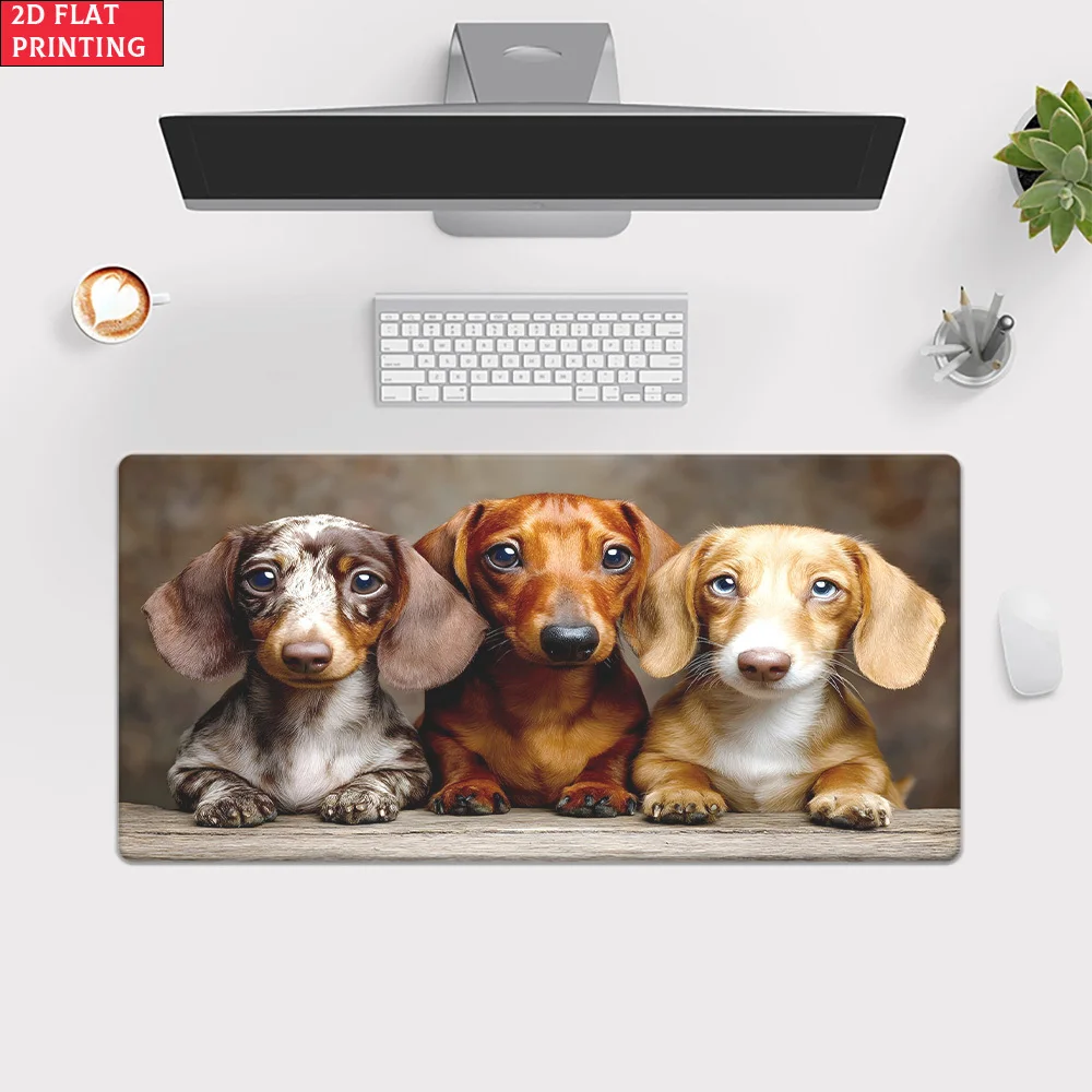 Aesthetic Cute Dog Desk Mat, Extra Large Dachshund Mouse Pad, Non-Slip Waterproof Keyboard Mat for Desk Decor