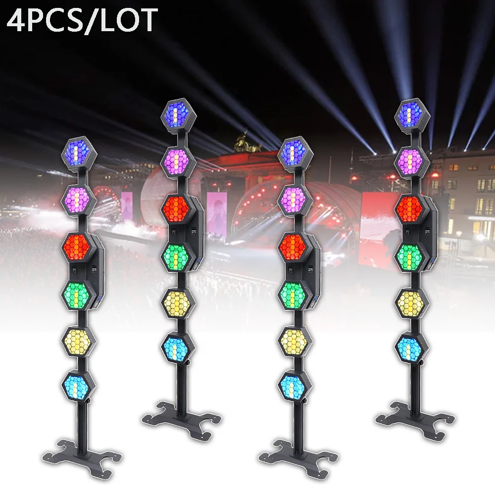 4PCS/LOT LED 6x50w Amber With RGB Portman Retro Stage Lighting Party Background Wash Light Concert Wedding Event DMX Music Disco