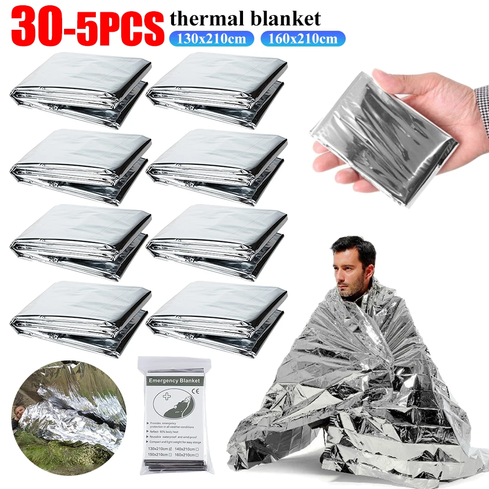 130x210cm Waterproof Blankets Keeps You Warm Emergency Thermal Blanket Retain Body Heat Silver Foil Blanket for Outdoors Camping