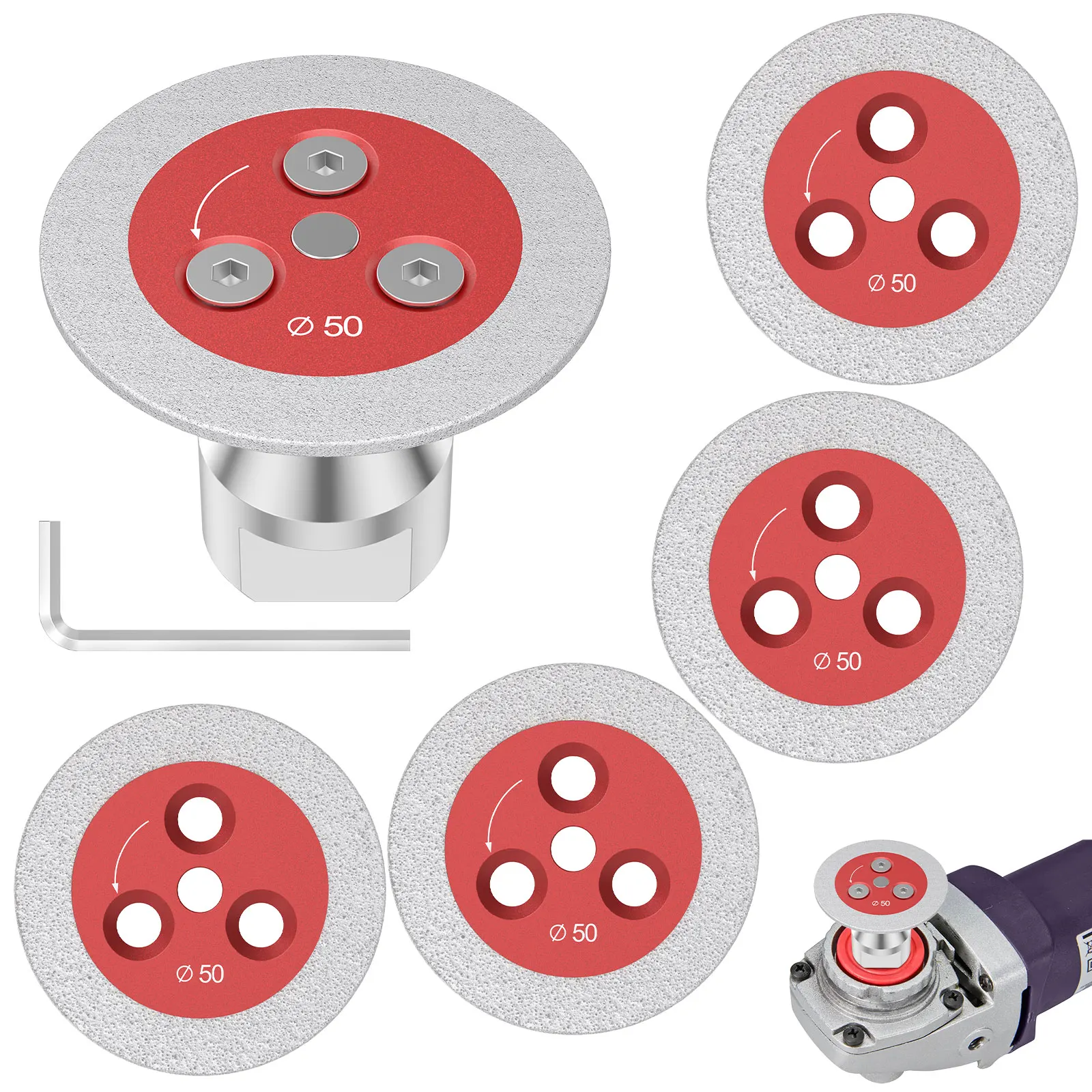 

Mini Diamond Engraving Saw Blade 5pcs 2 Inch Cutting Disc with 1pc 5/8''-11 Thread Flange for Marble Granite Artificial Stone