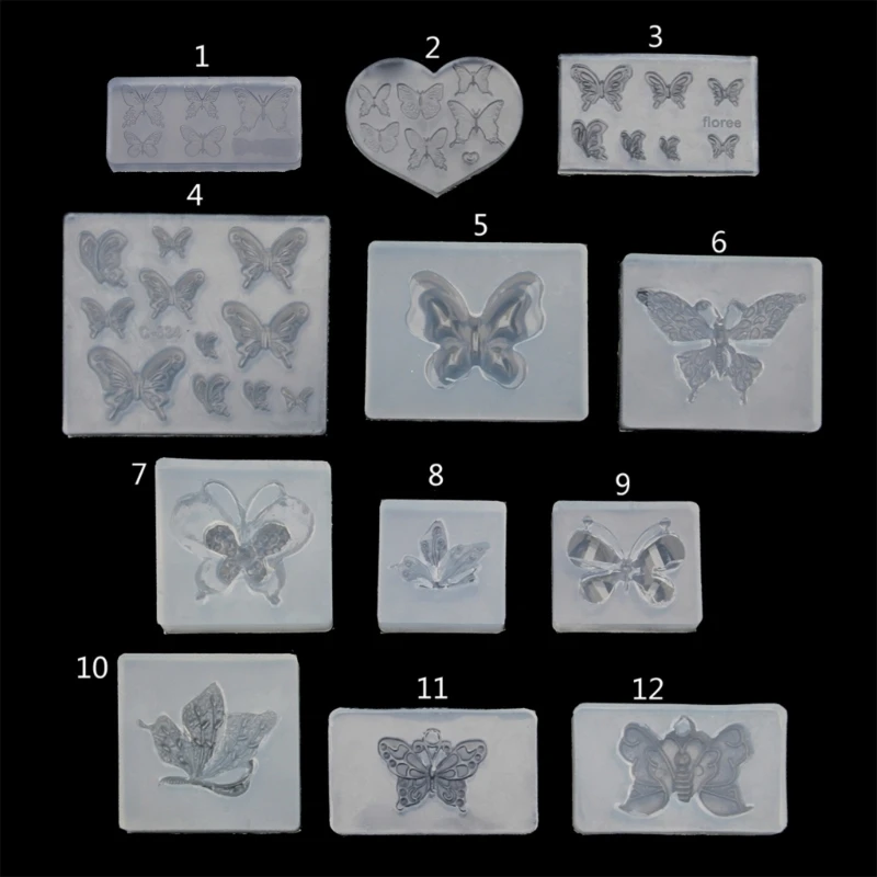 Diy Crystal Epoxy Mold Earrings Pendant Jewelry Mold Hanging Pendant Decoration for Butterfly Irregular Mirror Silicone Y08E