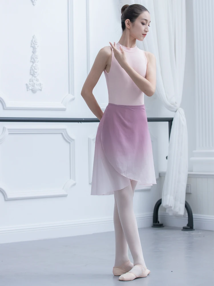 fade color long ballet wrap skrit ballerina clothes adult dance skrit summer ballet dancewear pink/purple ballet skirt for girls