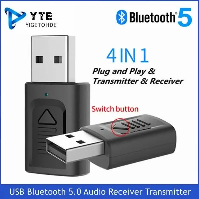 USB Bluetooth 5.0 オーディオレシーバートランスミッター 4 IN 1 ミニステレオ Bluetooth AUX RCA USB 3.5 ミリメートルジャック PC TV カーワイヤレスアダプター