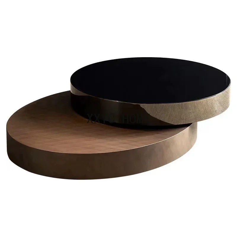 

Italian-Style Luxury Rotating Coffee Table Modern Minimalist Designer Living Room Small Apartment Controlled Glass Tractable