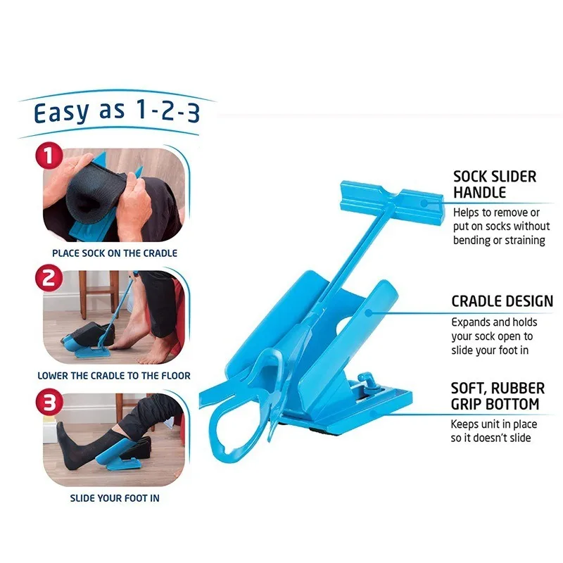Ayudante Portátil para Poner Calcetines, Herramienta Flexible para Calcetines, Asistente Ergonómico para Vestirse, para Personas Mayores, Discapacitadas o Lesionadas