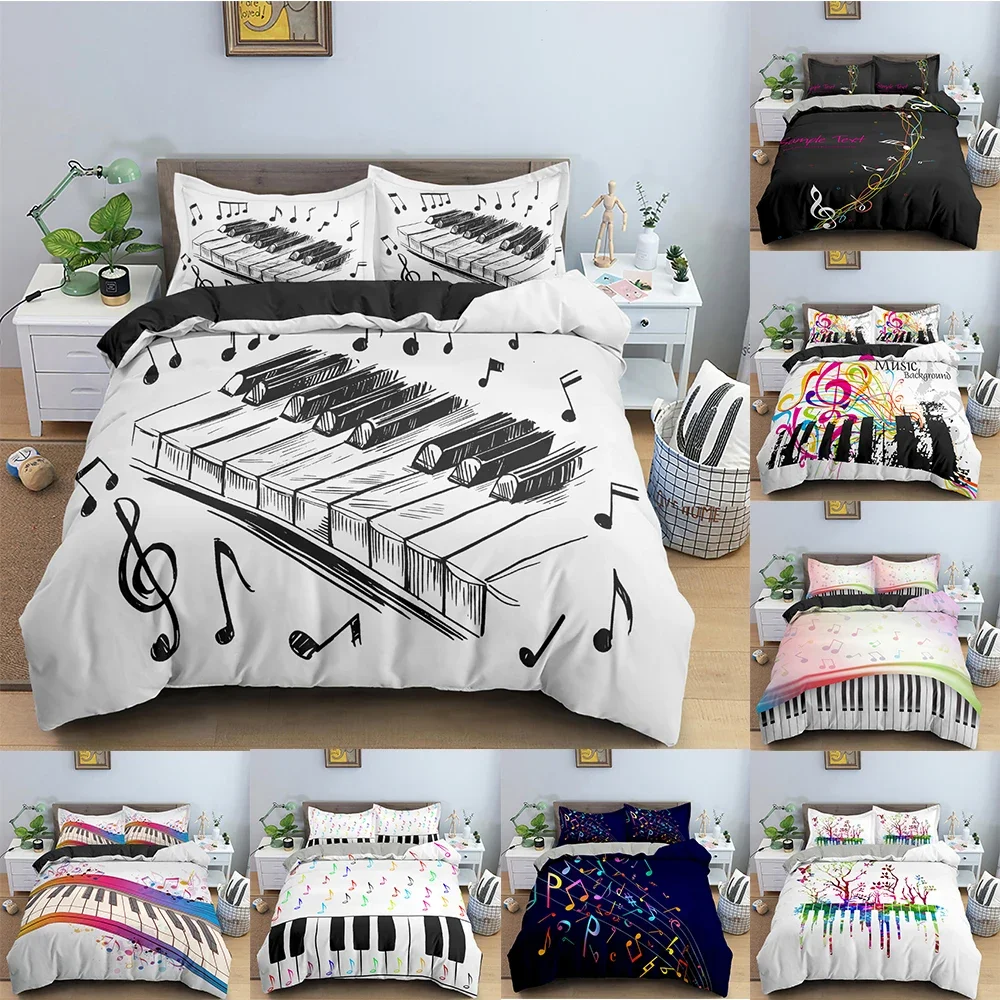 

Piano Pattern Duvet Cover Musical Symbols Comforter Cover Bedding Set Modern Personality Quilt Cover Queen King Size Bedclothes