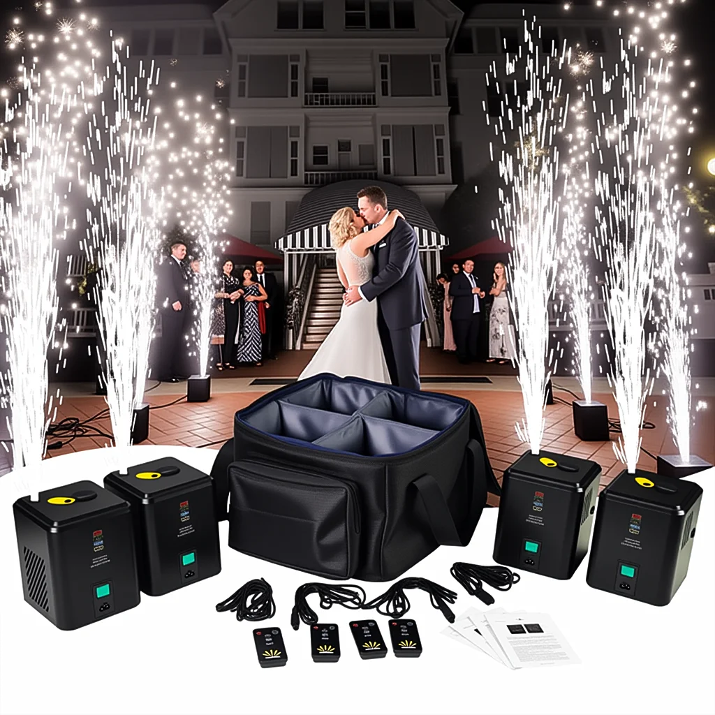 Igracelite 4 PCS One Set Mini Cold Spark Dj Event Cold Sparklers Remote Control Cold Fountain Spark Machine