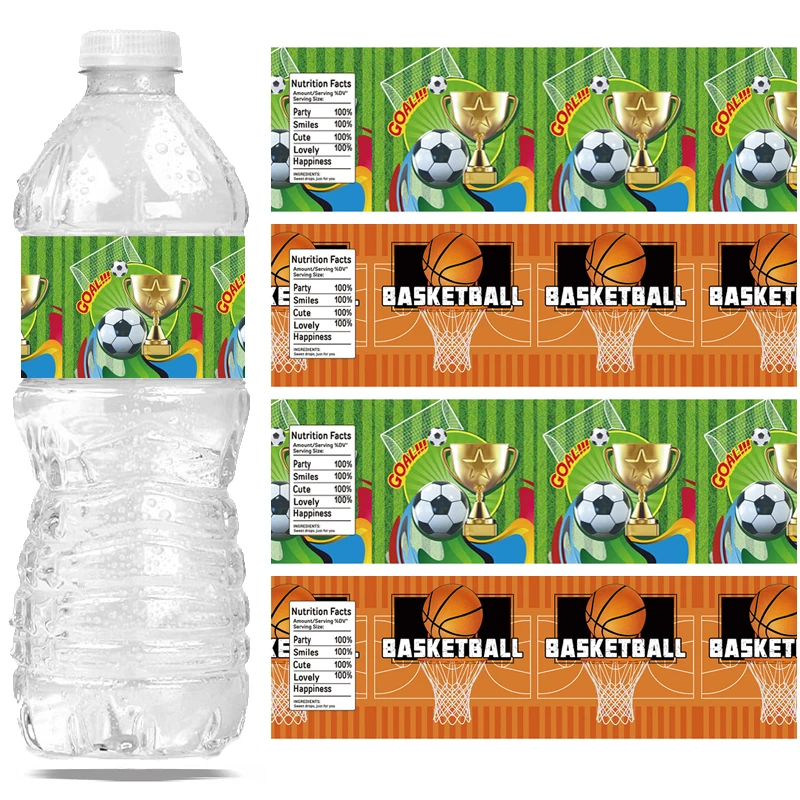 20pcs Sport Stickers Basketball Soccer Trophy Party Favors Sun Protection Waterproof Birthday Decoration Water Bottle for Kids