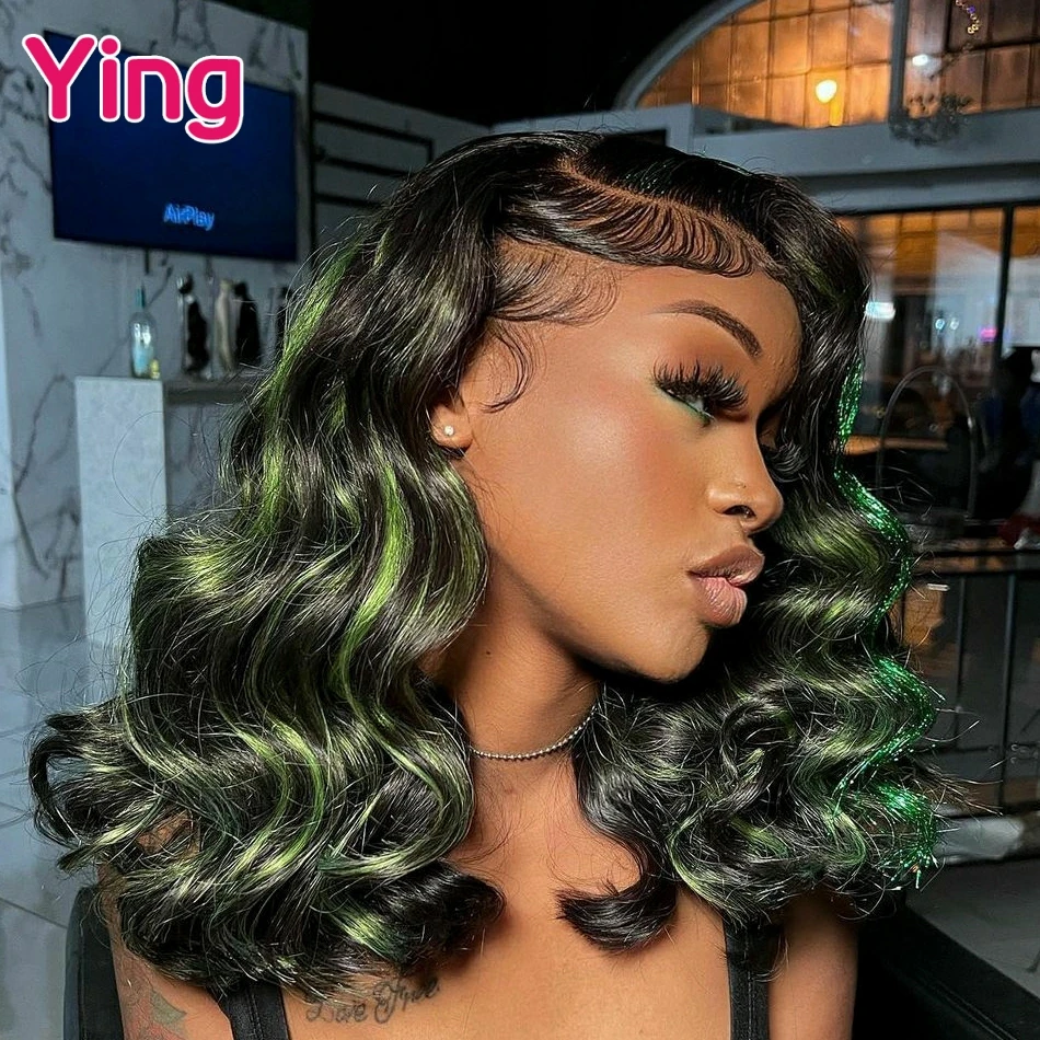 Ying Hair Sequin Green 5x5 Transparent Lace Wig 13x4 Lace Front Wig 10A Human Hair 13x6 Lace Front Wig PrePlucked 30 Inch Wig