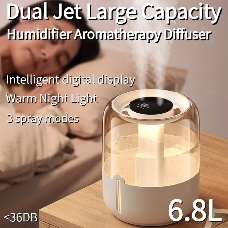 

USB Essential Oil Diffuser 6.8L Large Capacity Humidifier for Bedroom Office Quiet Mist Sprayer