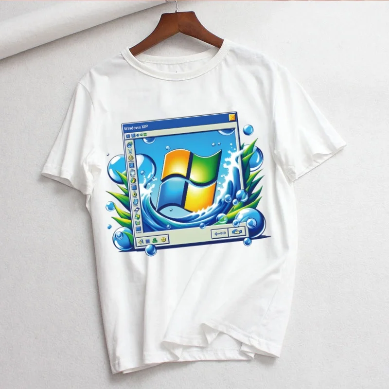 Frutiger Aero Summer Fashion Shirt Graphic T Shirt Women Tops Base O-neck Tees Funny Girls Tshirt