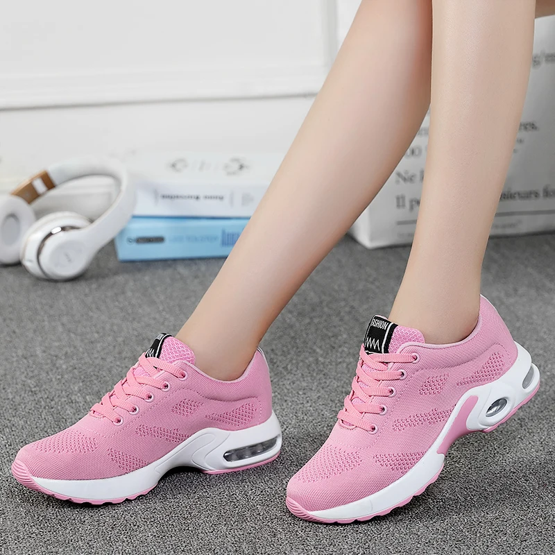 Fashion Women Sneakers Air Cushion Soft Bottom Running Shoes  Outdoor Mesh Breathable Tennis Shoes