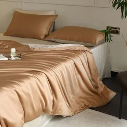 Luxury Natural Silk Bedding Set 3Pcs Duvet Cover Set Beauty Skin Quilt Cover Pillowcase Single Double King Queen Bed 100% Silk