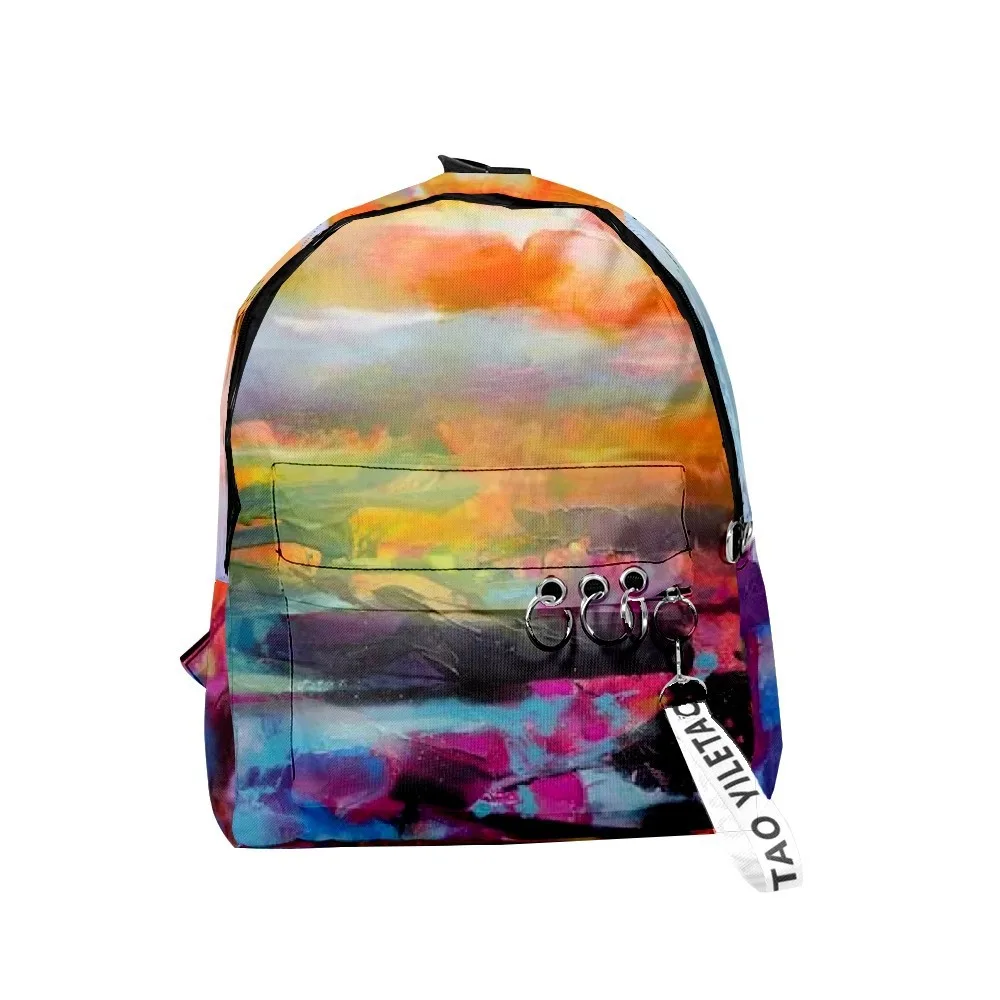 Youthful aught dye graffiti peinture à l'huile sacs d'école sacs à dos pour ordinateur portable impression 3D Oxford étanche clé JOSmall sacs de voyage