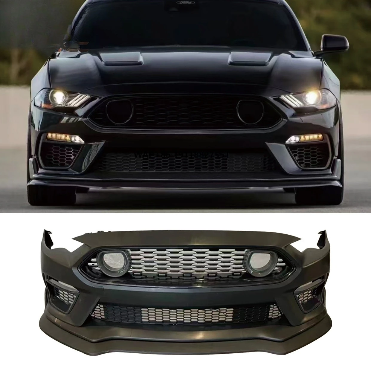 

New Design Facelift Glass Fiber Auto Body Kit Front Bumper Conversion LED Grille Light Upgrade for Mustang 2015-2017