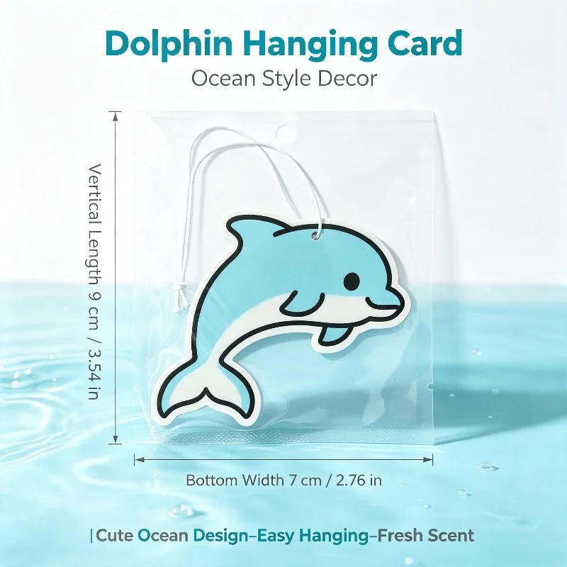 Car Air Freshener Cute Dolphin Ocean Theme Hanging Scent Card for Car Rearview Mirror Decor Ornament Gift