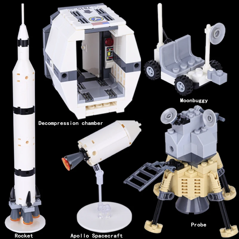 MOC Spacecraft Rocket Building Blocks US Decompression Chamber Saturn Probe Bricks Toys Kids Gift