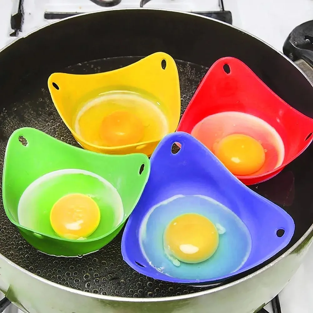 4Pcs Random Colors Egg Poacher Poaching Pods Pan Mould Egg Mold Bowl Rings Cooker Boiler Kitchen Cooking Tool Accessories Gadget