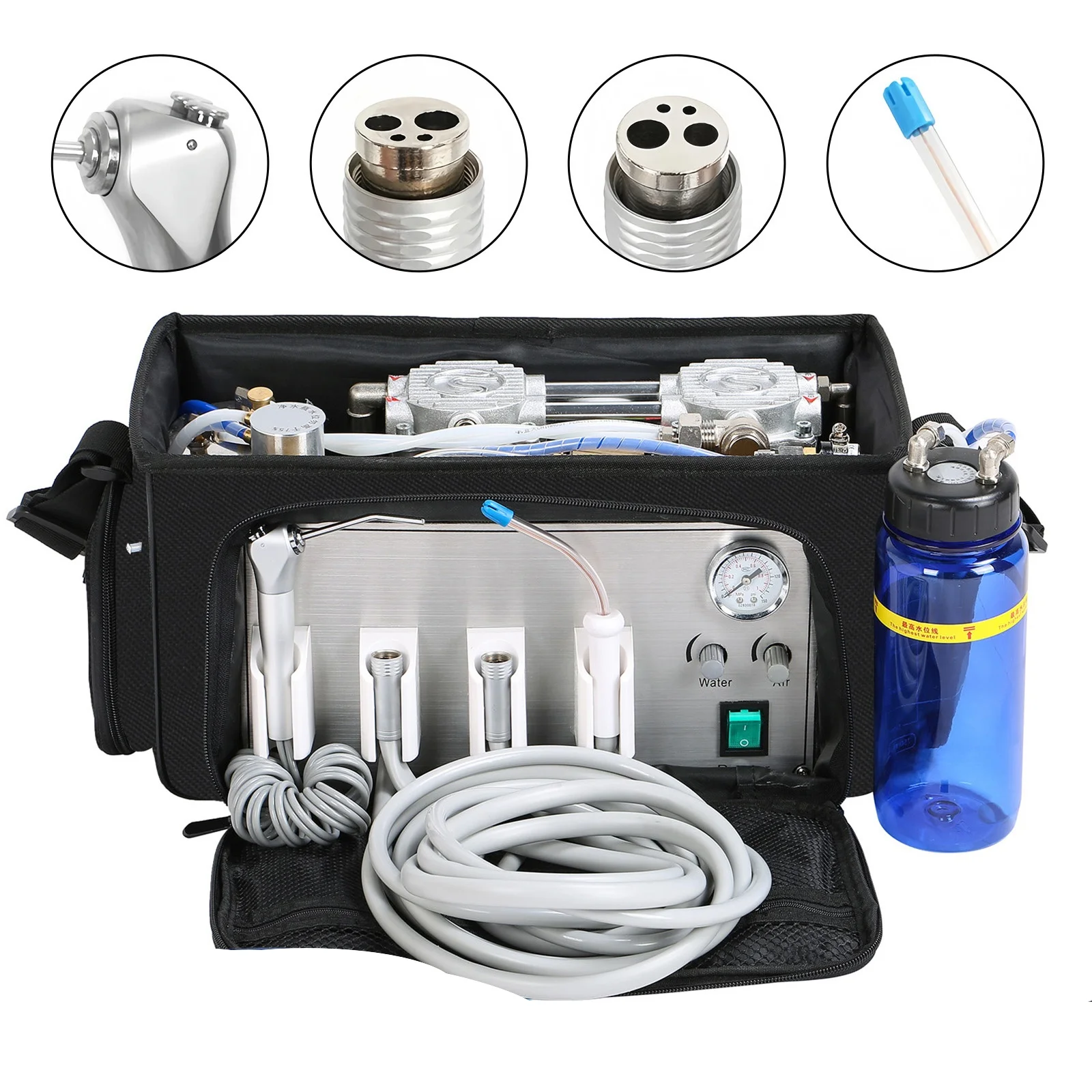 

Portable Dental Delivery Treatment Unit with Air Compressor Suction System Mobile Bag 4Hole Dental Equipment