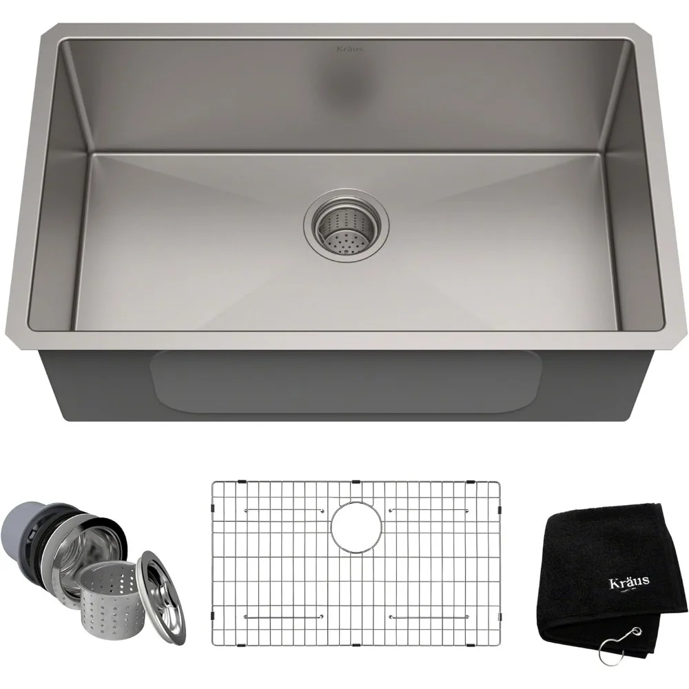 

Kraus KHU100-30 Kitchen Sink, 30 Inch, Stainless Steel，Easy cleaning, single slot household large capacity