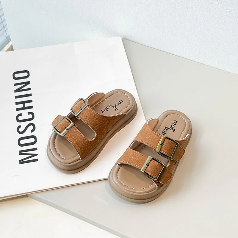 Girls\' Slippers 2023 Summer New Retro Beach Shoes Soft Sole Outer Wear Fashion
