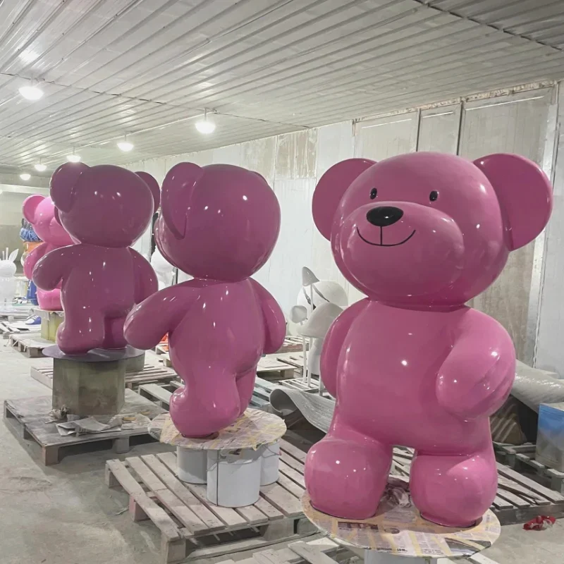 Large Pink Bear Ornament Sitting Bear Outdoor Decoration Large Outdoor Sculpture