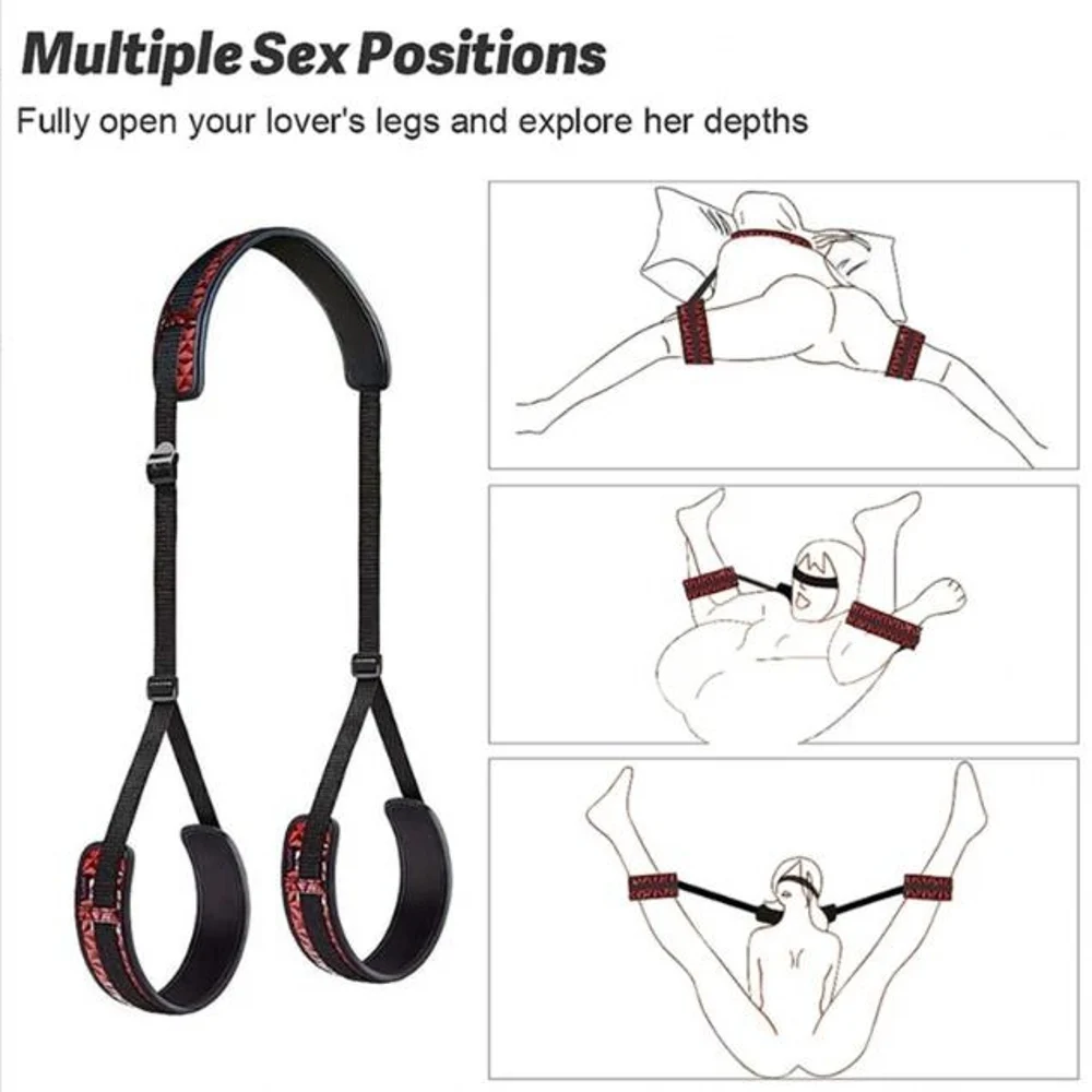 Sex SM Adult Products Diamond Pattern M Leg Strap Manufacturer Direct Sales Fun Split Strap Red and Black Binding