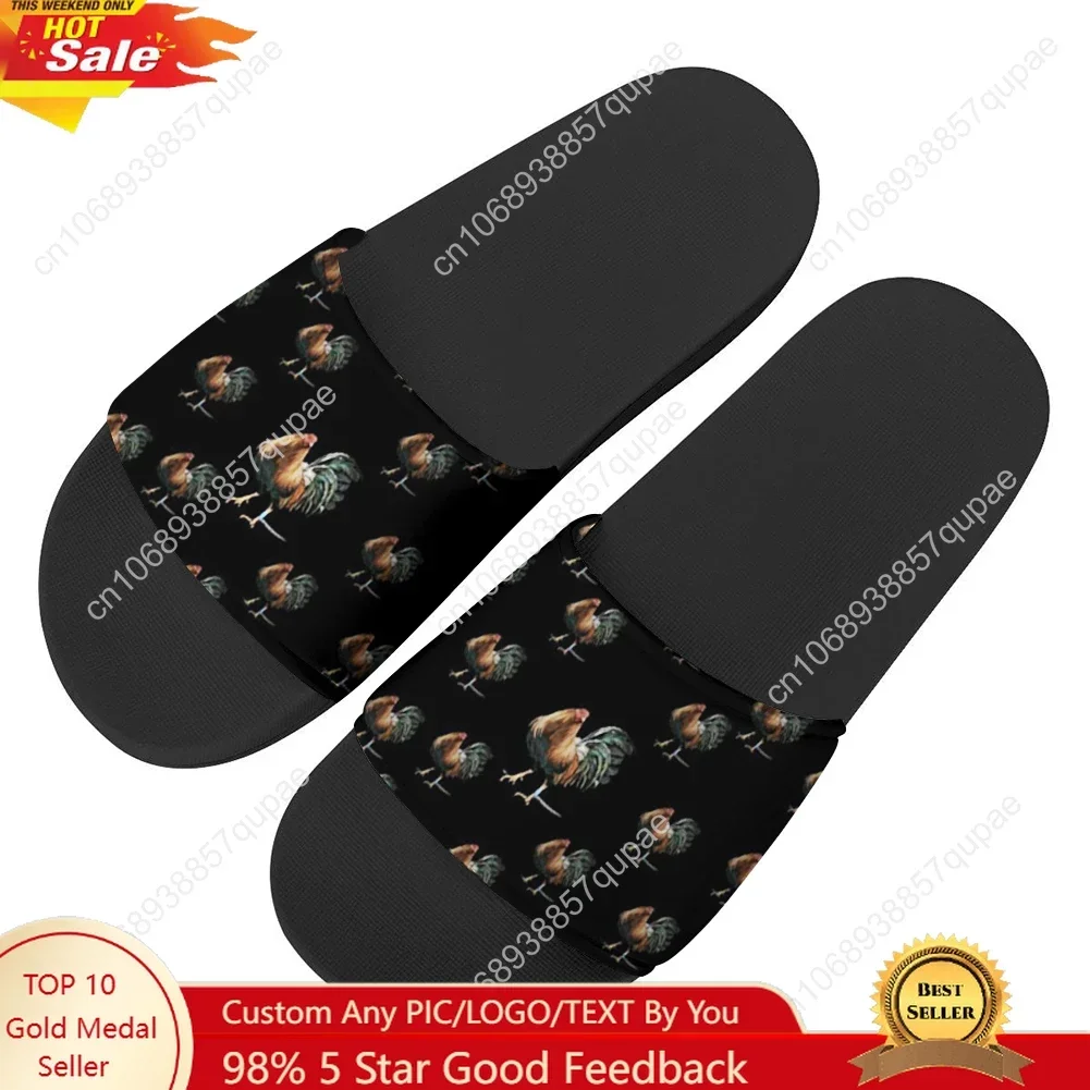 Cartoon Rooster Print Slippers Home Water Shoes Men Women Teenagers Fashion Beach Pool Sandals Tailor-made Summer Slipper