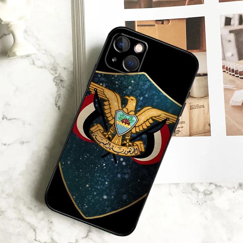 Yemen Coat of Arms Flag Case For iPhone 15 16 11 12 13 14 Pro Max 7 8 Plus XR X XS Max 12 13 Mini Back Cover