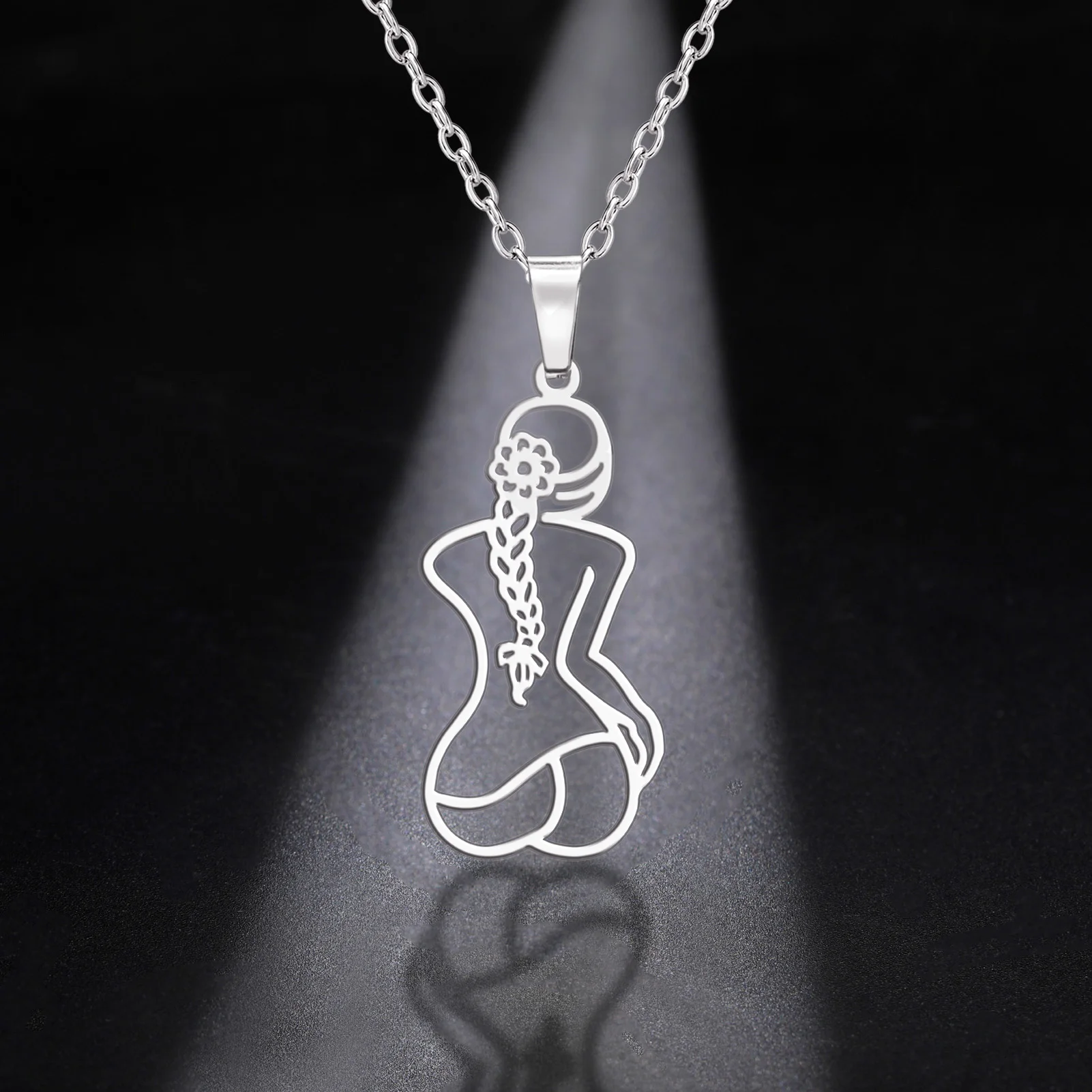 1pc Artistic Women Back Pendant Necklace Graceful Curves Women Showcasing Elegant Mysterious Temperament Family Jewelry Gifts