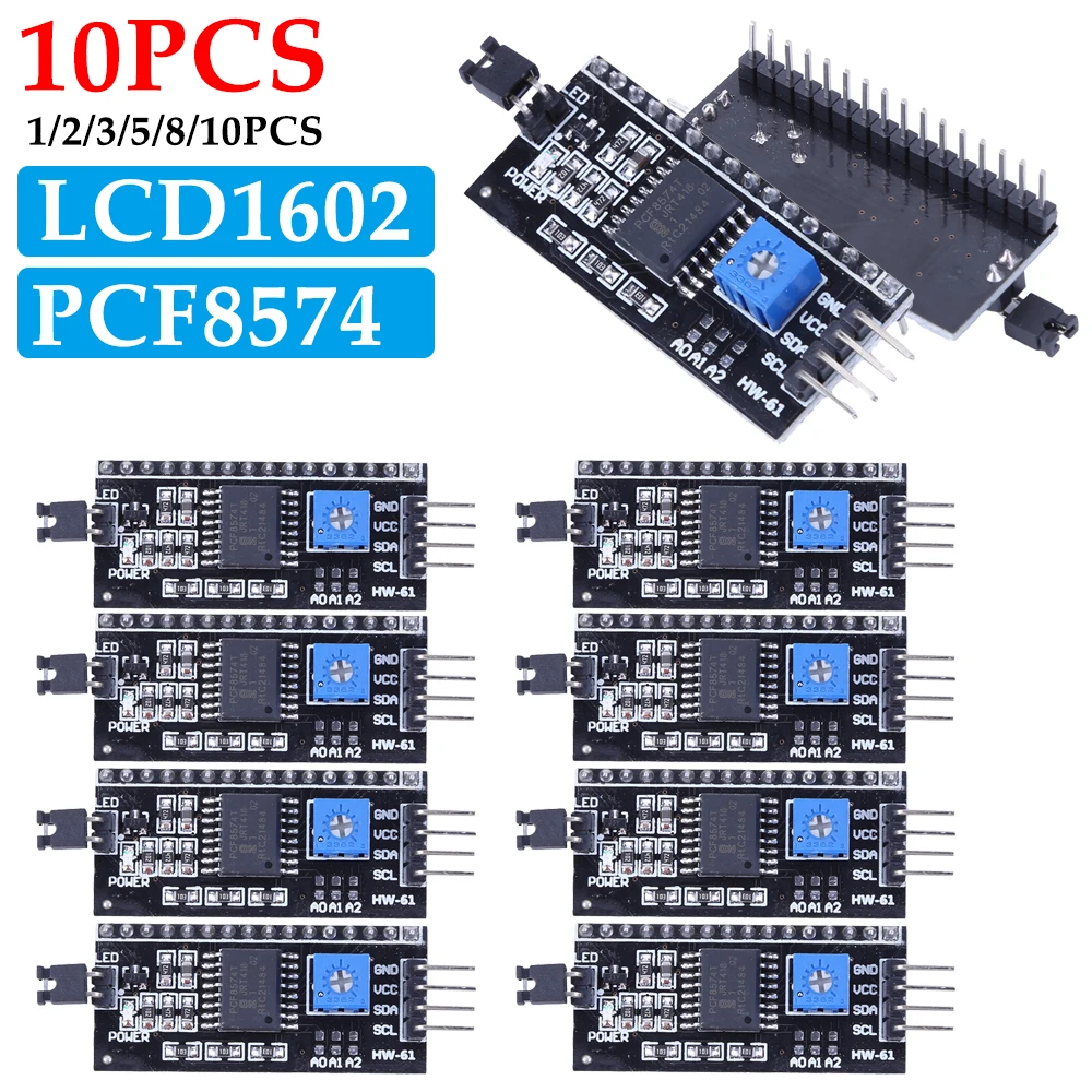 1-10PCS PCF8574 LCD Display Adapter Module IIC I2C LCD1602 2004 IIC Serial Interface Board 5V for Arduino Robort Parts