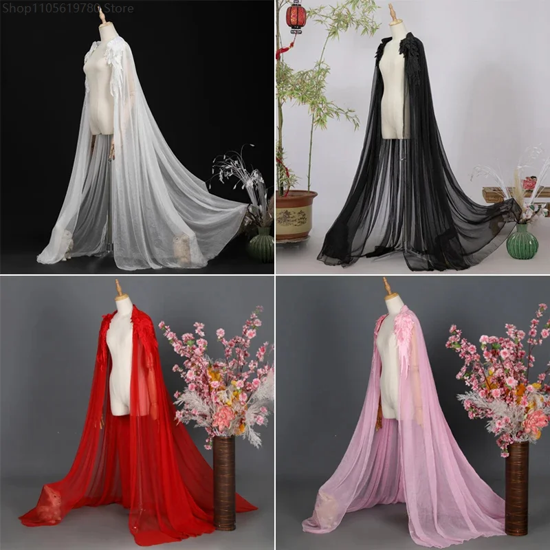 

Women Elegant Chinese Tang Song Dynasty Long Cloak Fairy Feather Hanfu Cape Ancient Style Cosplay Performance Costume Accessory