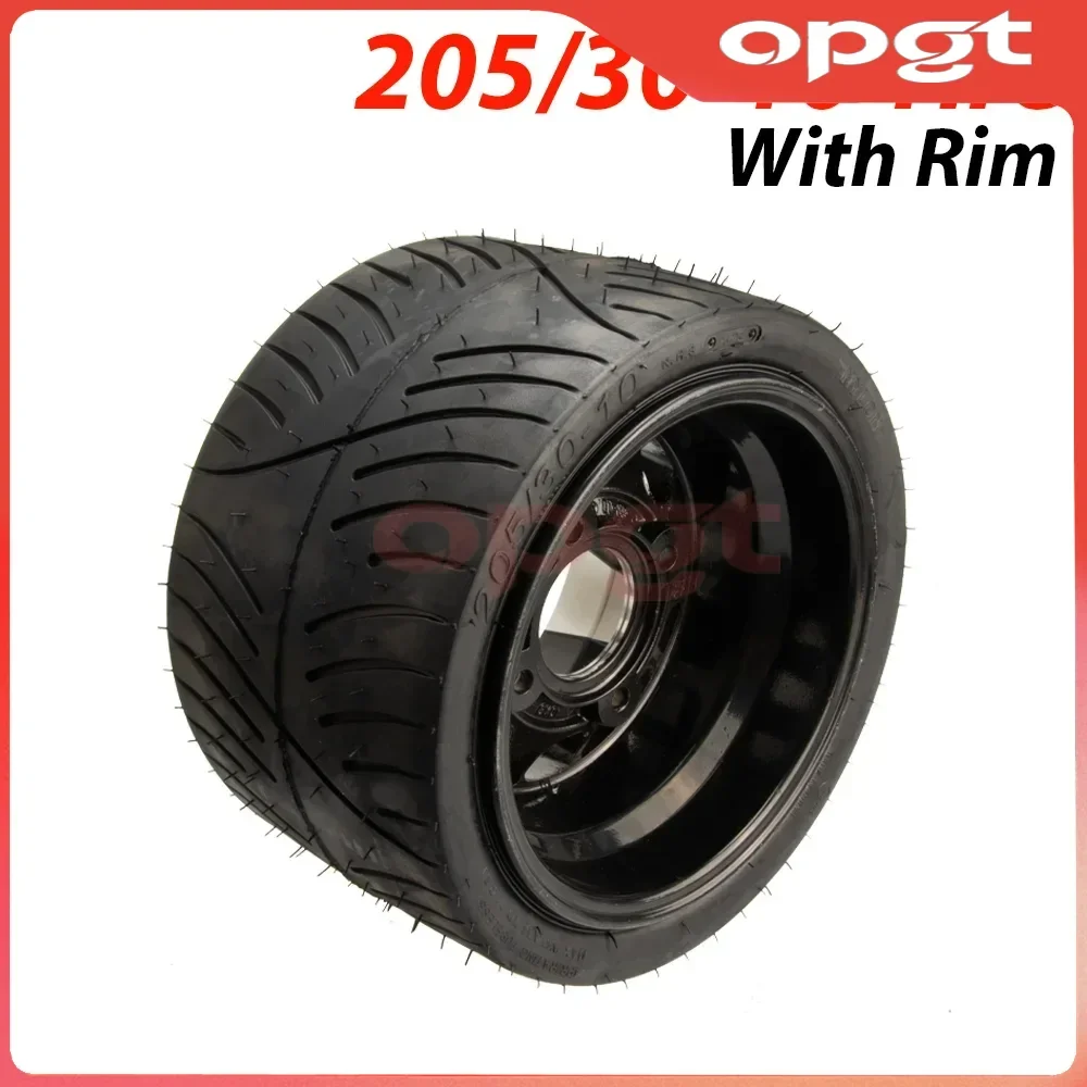 OPGT 205/30-10 235/30-10 Tubeless ATV Tires with Alloy Wheels, All-Terrain Rim & Tire Combo for Kart, UTV, Buggy, Off-Road Use