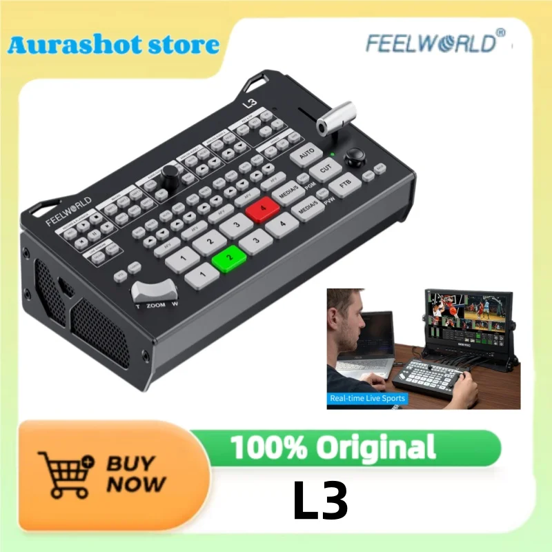 FEELWORLD L3 Multiple Camera Video Switcher Mixer 4K HDMI UVC RTMP Streaming PTZ UVC Camera Control